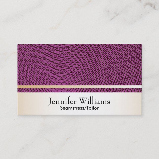 Gold with Magenta Guilloche Pattern Business Card (Front)