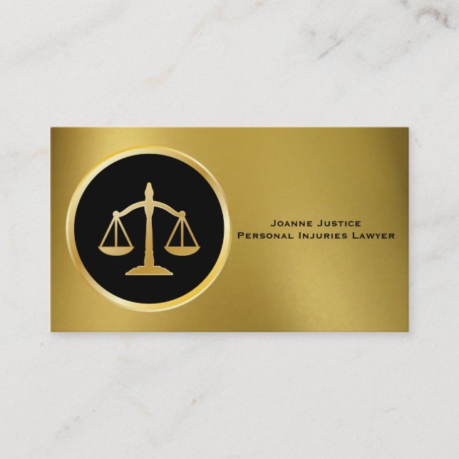 Gold with Scales of Justice Business Cards (Front)