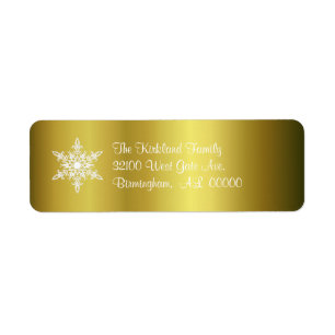 Gold with Snowflake Holiday Address Labels