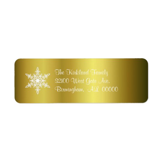 Gold with Snowflake Holiday Address Labels