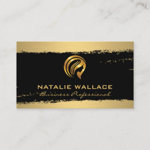 Gold Woman Beauty Logo   Black Gold Brushed Business Card