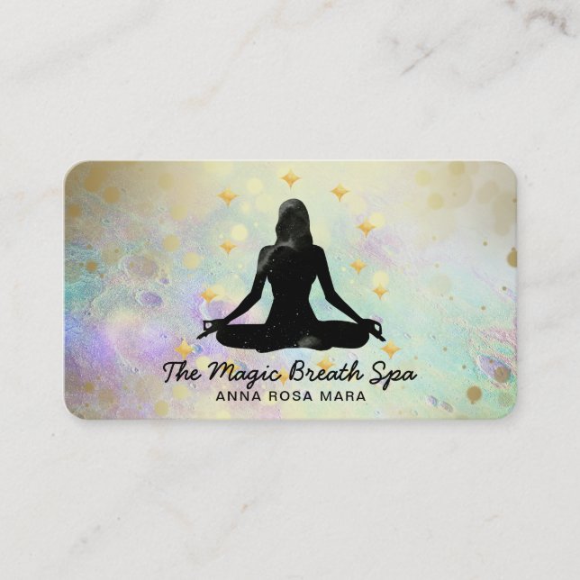 * Gold Woman Glitter Meditation  Mindfulness Yoga  Business Card (Front)