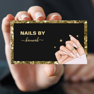 Gold Woman Hand Nail salon Business Card