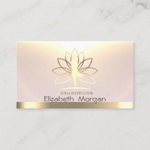 Gold Women Silhouette Lotus Yoga Instructor Business Card