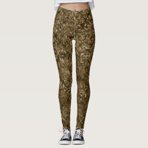 Gold Women's Crushed Velvet Leggings