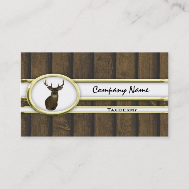 Gold Wood Deer Taxidermy Business Cards (Front)