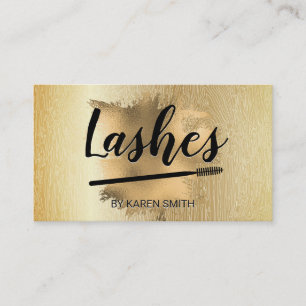 Gold Wood Grain Line Gold Foil Lashes Appointment Card