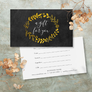 Gold Woodland Garland Chalkboard Gift Certificate