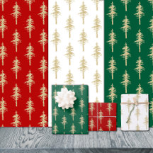 Gold Woodland Pine Tree Forest Red Green & White