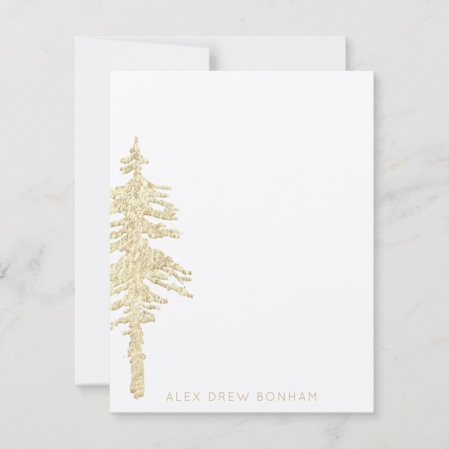 Gold Woodland Spruce Tree Forest Card (Front)