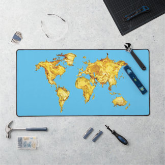 Gold World Blue Sea Computer Gamer Expert Desk Mat