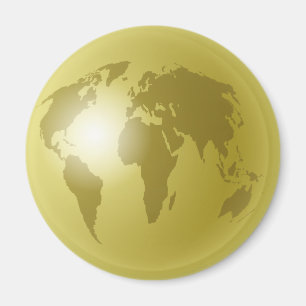 Gold World Globe Magnet
