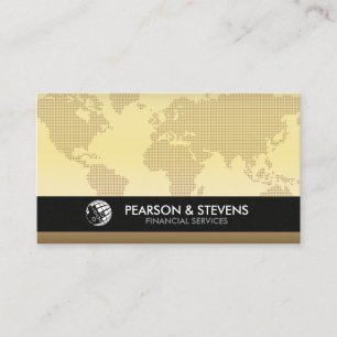 Gold World Map Business Finance Financial Business Card