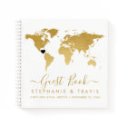 Gold World Map Heart Destination Guest Book