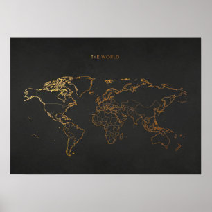 Gold World Map Poster