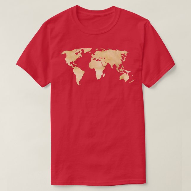Gold World Map T-Shirt (Design Front)