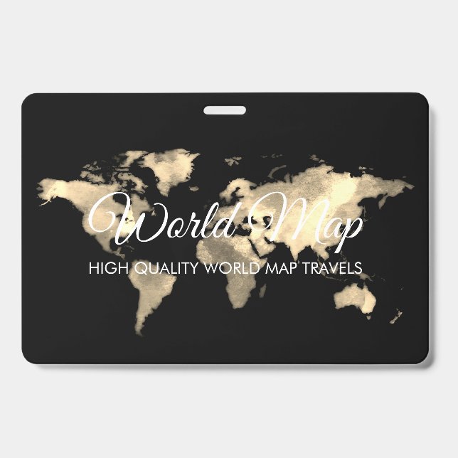 Gold World Maps Trip Globe Travel Agent ID Badge (Front)
