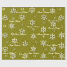 Gold Wrapping Paper Happy Holidays Snowflakes