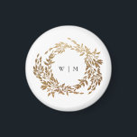 Gold Wreath Classic Monogram Wedding Magnet<br><div class="desc">*NOT REAL FOIL* _____________________________ ***this design is part of a collection*** Experience the charm of timeless elegance with my formal Traditional Monogram Wreath Classic and Elegant Wedding Collection. This collection features personalised monogrammed designs with an intricately woven wreath and frame, encapsulating the essence of a classic, memorable wedding. Enjoy the...</div>