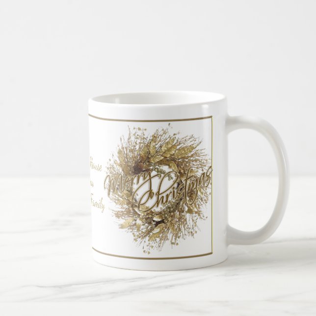 Gold Wreath Merry Christmas Coffee Mug (Right)