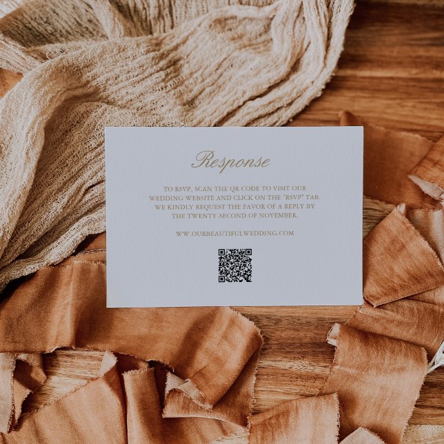 Gold Wreath Monogram QR Code Elegant Wedding RSVP Card (Creator Uploaded)