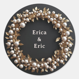 Gold Wreath Thank You Quote On Pearl Background ✨ Classic Round Sticker