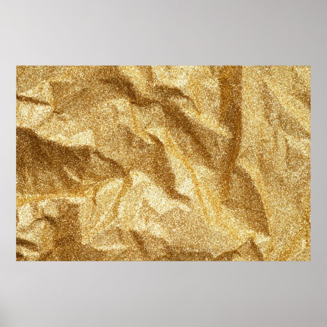 Gold wrinkled paper texture abstract background.go poster (Front)