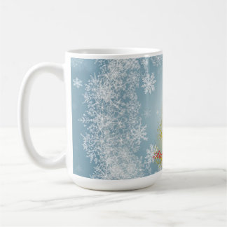 Gold Xmas Tree Mug with Snowflakes – Customizable 