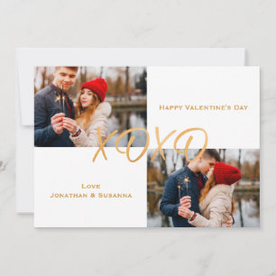 Gold XOXO Happy Valentine's Day Photo Holiday Card