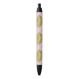 Gold XOXO Lips Black Ink Pen