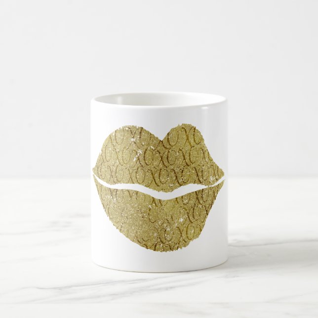 Gold XOXO Lips Coffee Mug (Center)