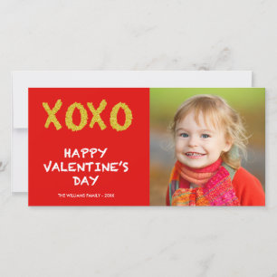 Gold XOXO   Valentine's Day Photo Card