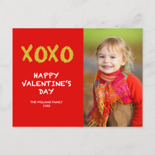 Gold XOXO   Valentine's Day Photo Postcard