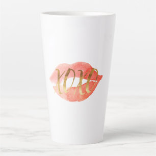 Gold XOXO Watercolor Lips Latte Mug