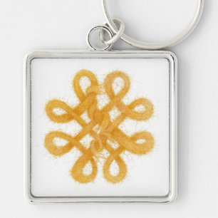 Gold Yarn Celtic Knot Square Premium Keychain