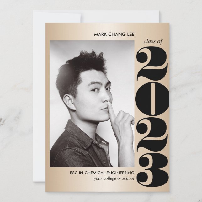 GOLD YEAR | BLACK BOLD COLLEGE PHOTO GRADUATION CARD (Front)
