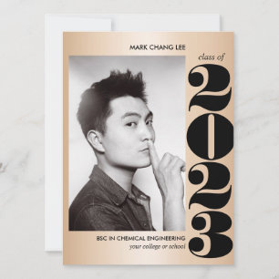 GOLD YEAR   BLACK BOLD COLLEGE PHOTO GRADUATION CARD
