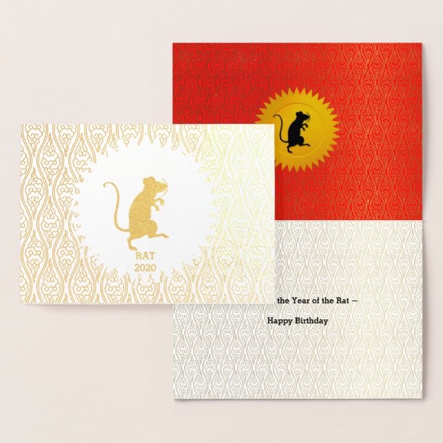 Gold Year of the Rat Birthday with Chinese Red Foil Card (Display)