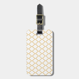 Gold-Yellow and White Quatrefoil Luggage Tag
