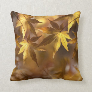 Gold Yellow Autumn Fall Maple Leaves Cushion