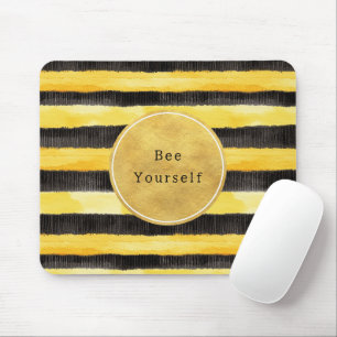 Gold Yellow Black Bee Stripes Mouse Mat