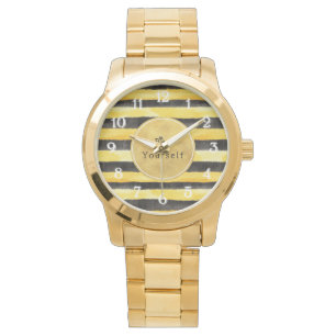 Gold Yellow Black Bee Stripes Watch