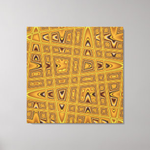 Gold Yellow Brown Black Modern Abstract Wave Canvas Print