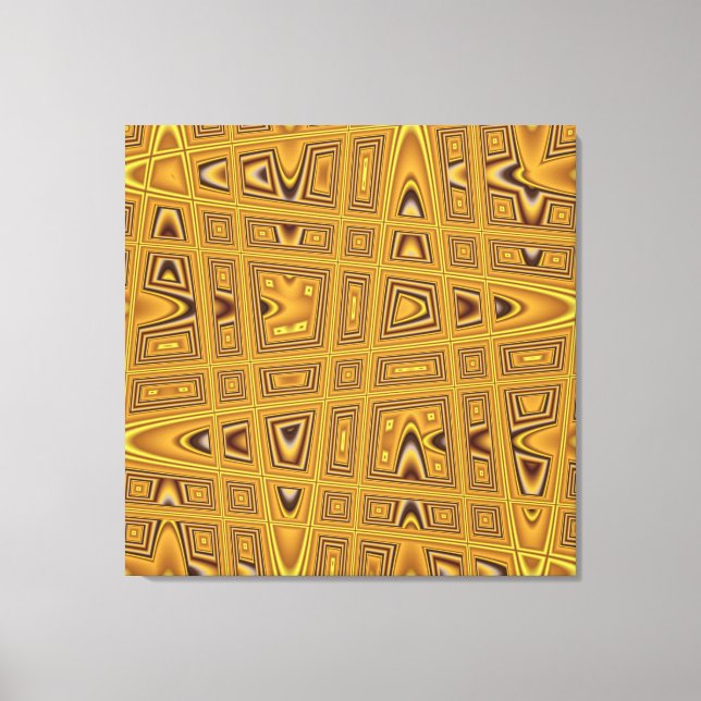 Gold Yellow Brown Black Modern Abstract Wave Canvas Print (Front)