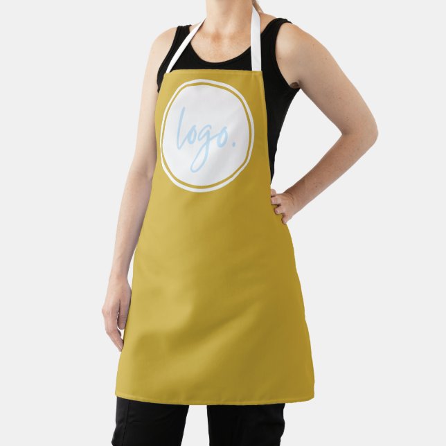 GOLD YELLOW BUSINESS LOGO BRANDED STAFF UNIFORM APRON (Insitu)