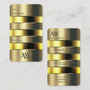 Gold Yellow Can Faux Engraving Letters Monogrammed Business Card