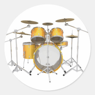 Gold / Yellow Drum Kit: Classic Round Sticker