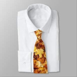 Gold yellow fall maple leaves tie