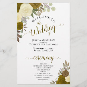 Gold & Yellow Floral Budget Wedding Program
