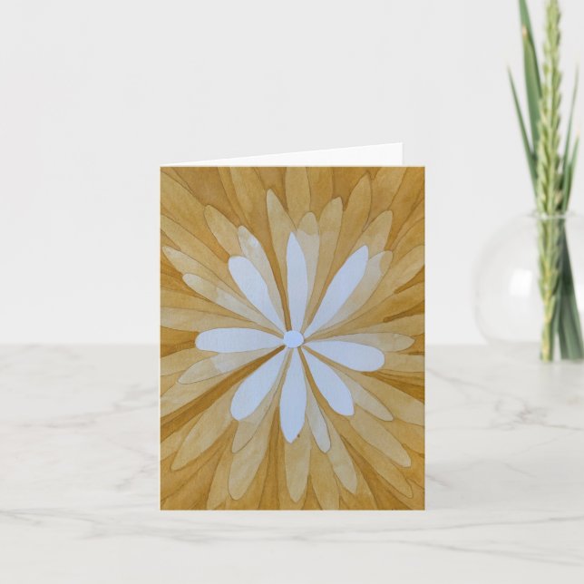 Gold yellow flower burst - blank folded greeting  card (Front)